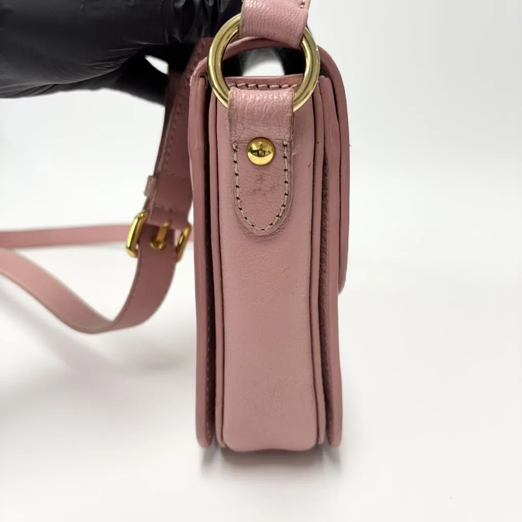 Miu Miu Madras Leather Crossbody Bag Pink Gold Leather Good - Inside View