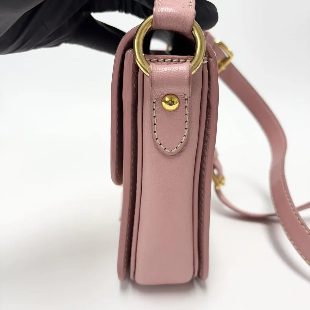 Miu Miu Madras Leather Crossbody Bag Pink Gold Leather Good - Model View