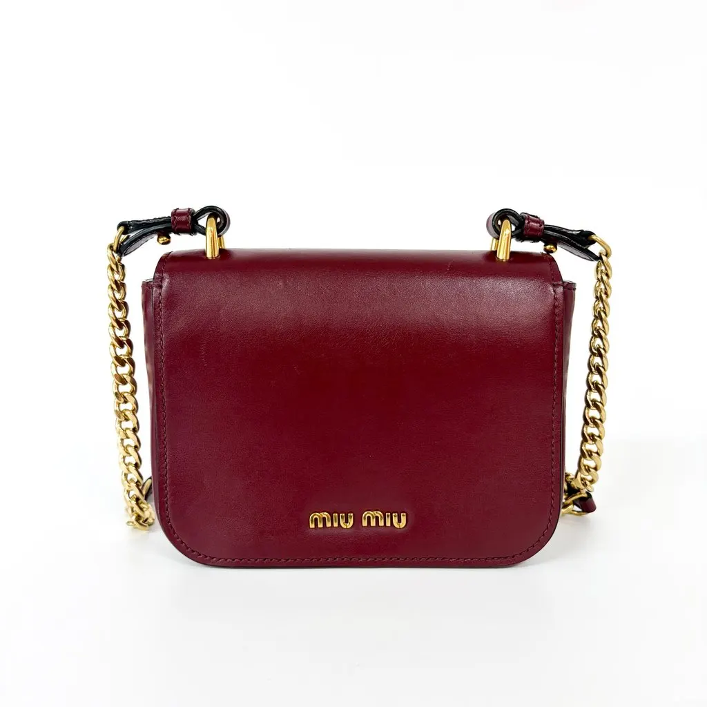Miu Miu Madras leather shoulder bag in burgundy with gold hardware MultiColor Leather Good - Inside View