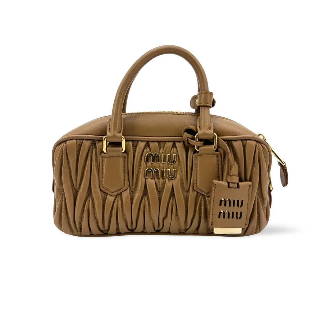 Miu Miu Arkadi Matelassé Napa Leather Bag Brown Brown Leather Very good - Front View