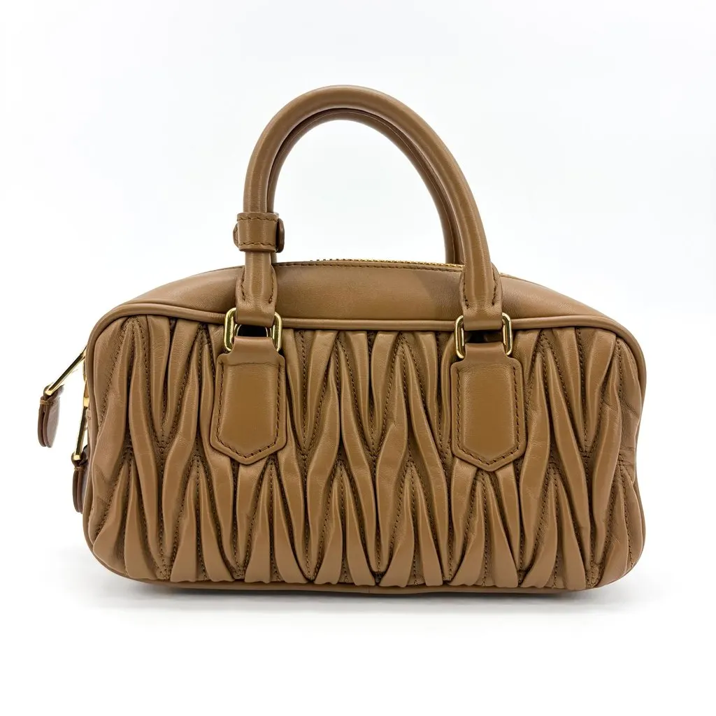 Miu Miu Arkadi Matelassé Napa Leather Bag Brown Brown Leather Very good - Inside View