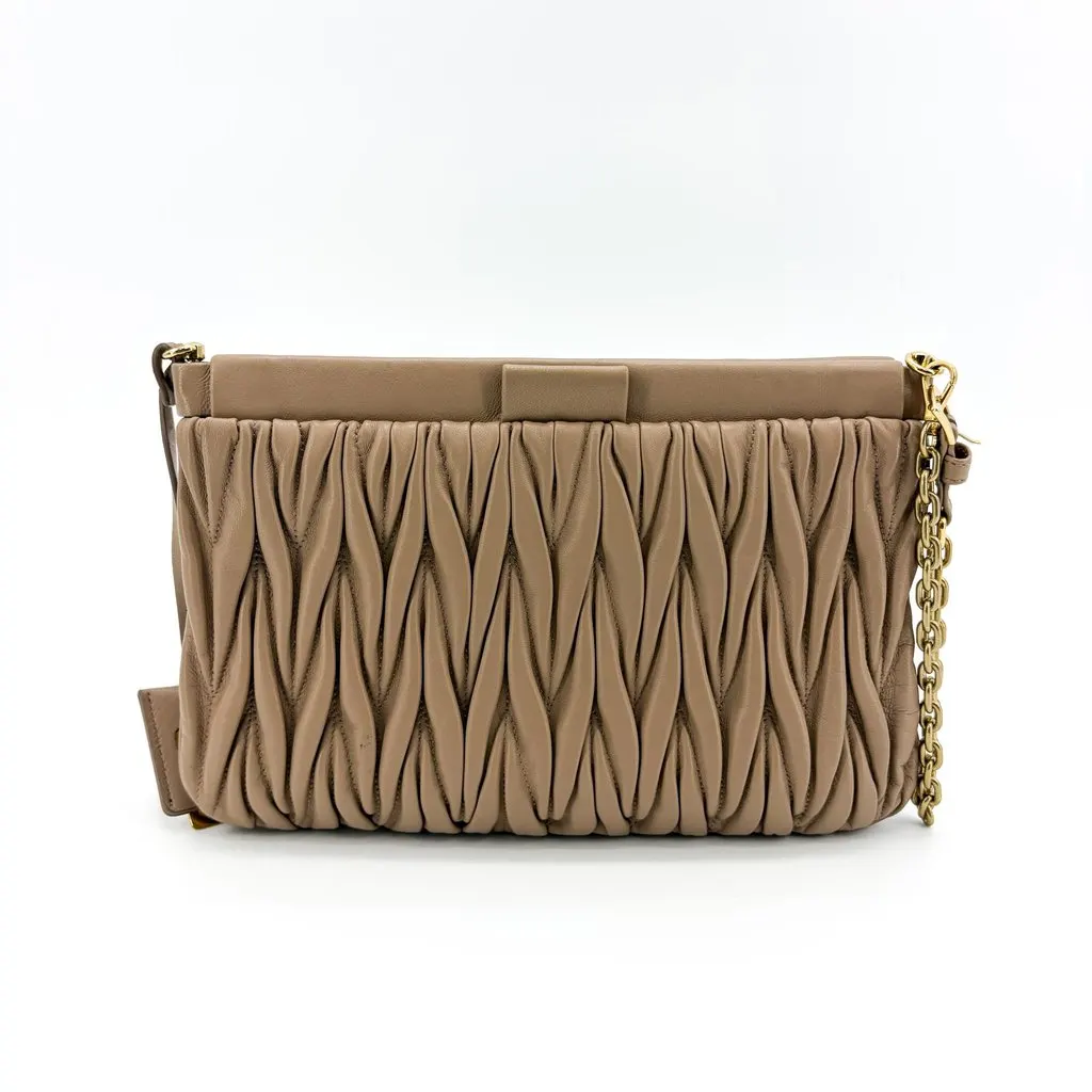Miu Miu Matelassé Napa leather shoulder bag cameo Beige Leather Very good - Back View