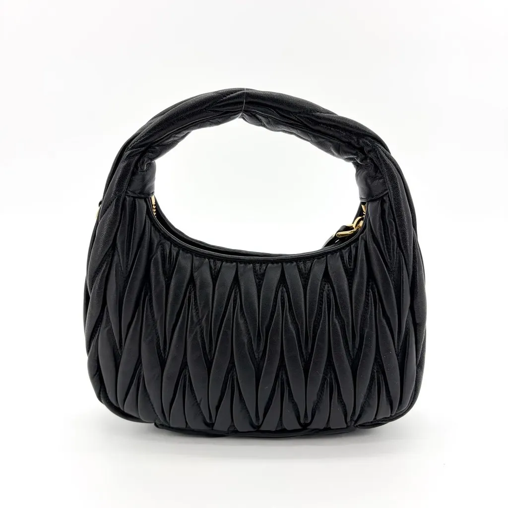 Miu Miu Matelassé Napa Leather Small Hobo Bag Black Black Leather Very good - Inside View