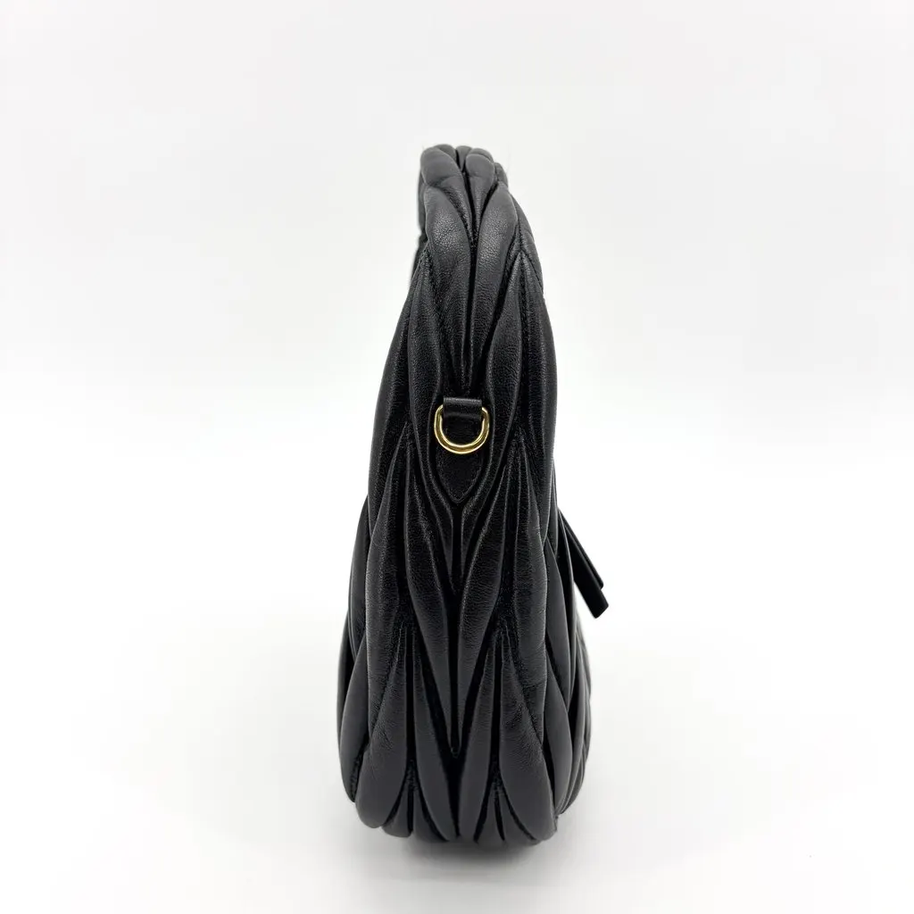 Miu Miu Matelassé Napa Leather Small Hobo Bag Black Black Leather Very good - Box View