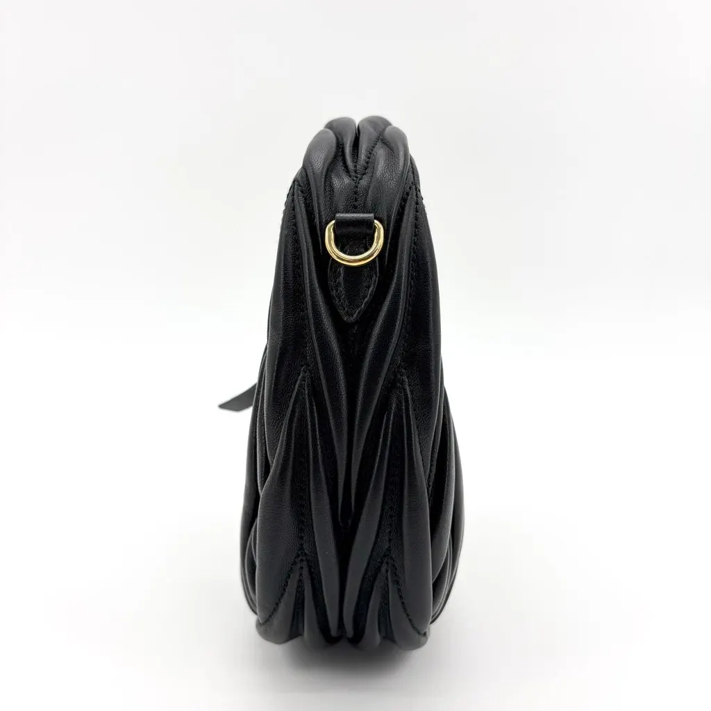 Miu Miu Wander Matelassé Napa Leather Mini Hobo Bag Black Black Leather Very good - Box View