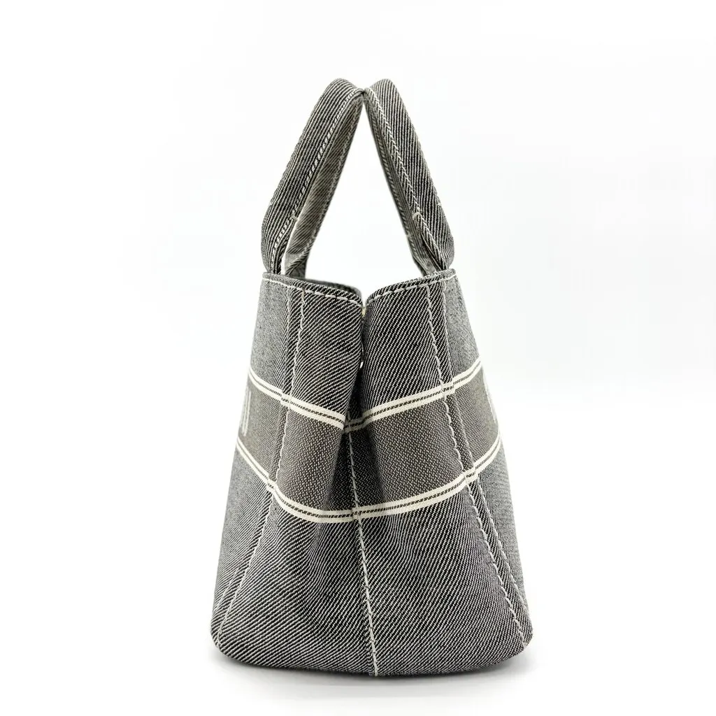Miu Miu Black Logo Print Denim Tote Bag Black Denim Good - Box View