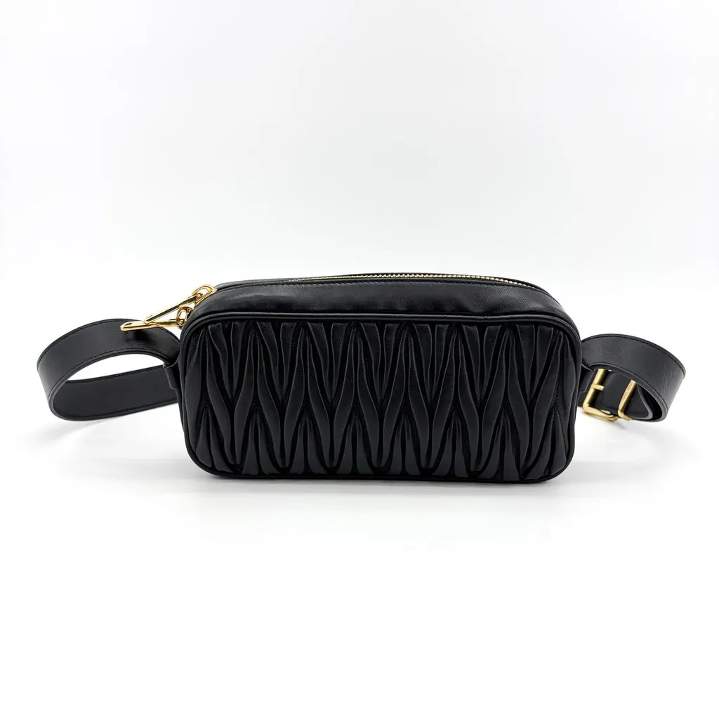 Miu Miu Matelassé Napa Leather Shoulder Bag Black Black Leather Very good - Inside View