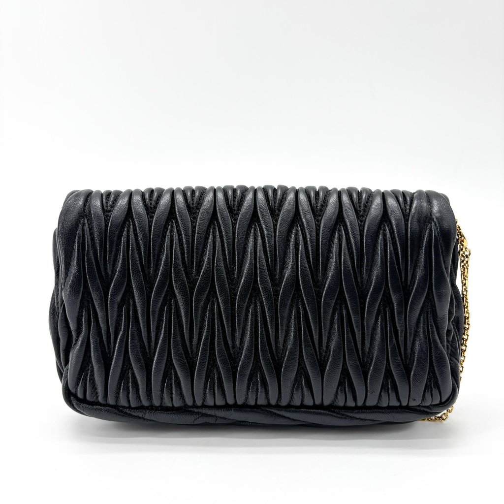 Miu Miu Matelasse Nappa Kiss Lock Frame Clutch Blue Small Le