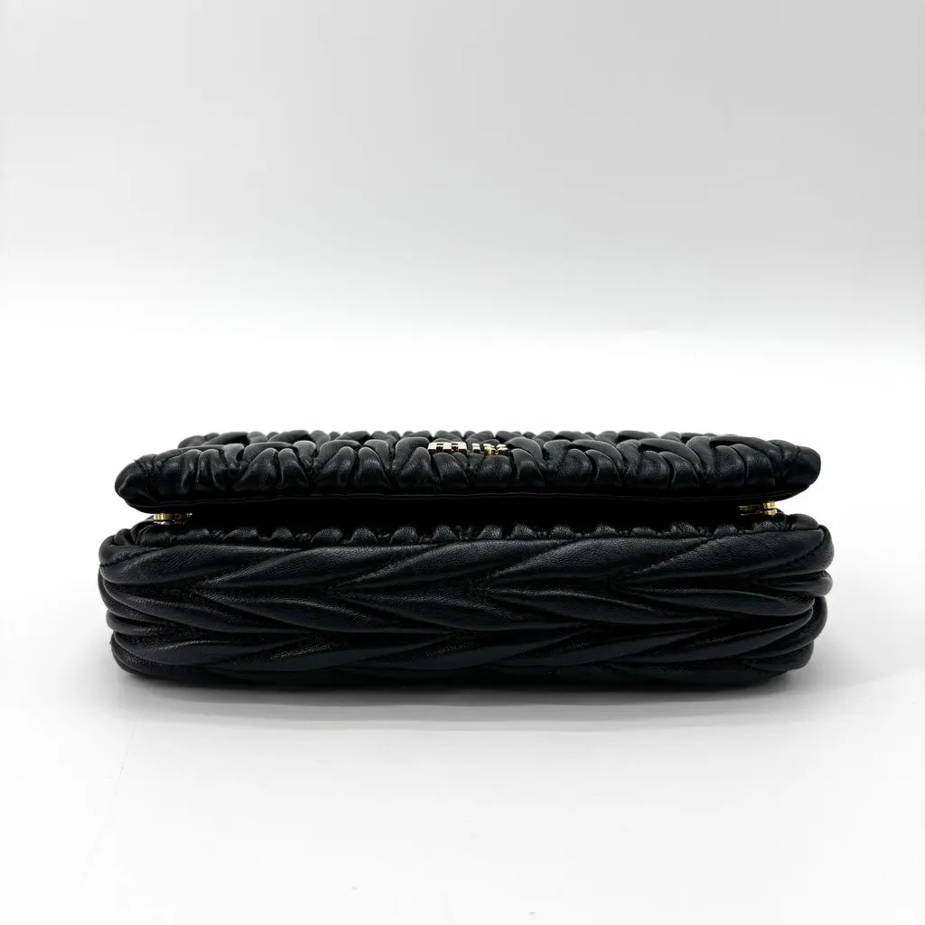 Miu Miu Matelasse Nappa Leather Pouch Black Black Leather Very good - Box View