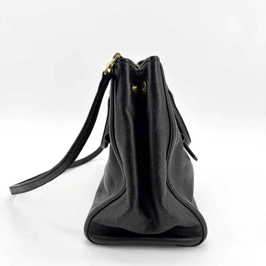 Miu Miu Vitello Phenix 2WAY Tote Bag Black Black Leather Fair - Inside View
