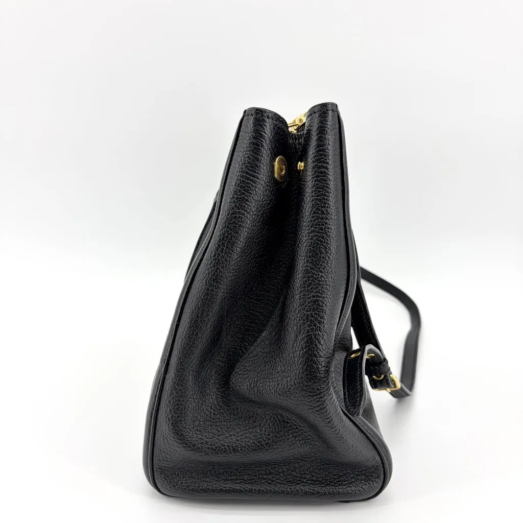 Miu Miu Vitello Phenix 2WAY Tote Bag Black Black Leather Fair - Model View