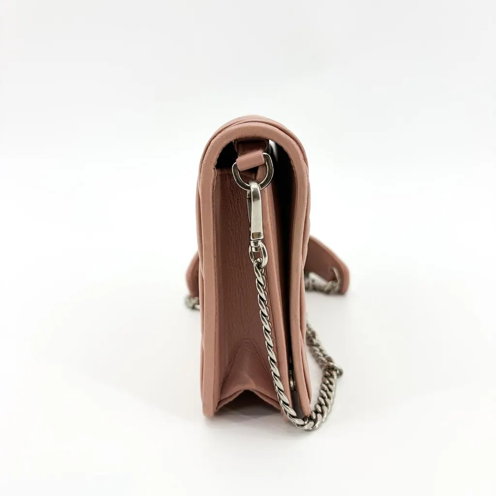 Miu Miu Matelasse Leather Chain Shoulder Bag Pink Pink Leather Good - Model View