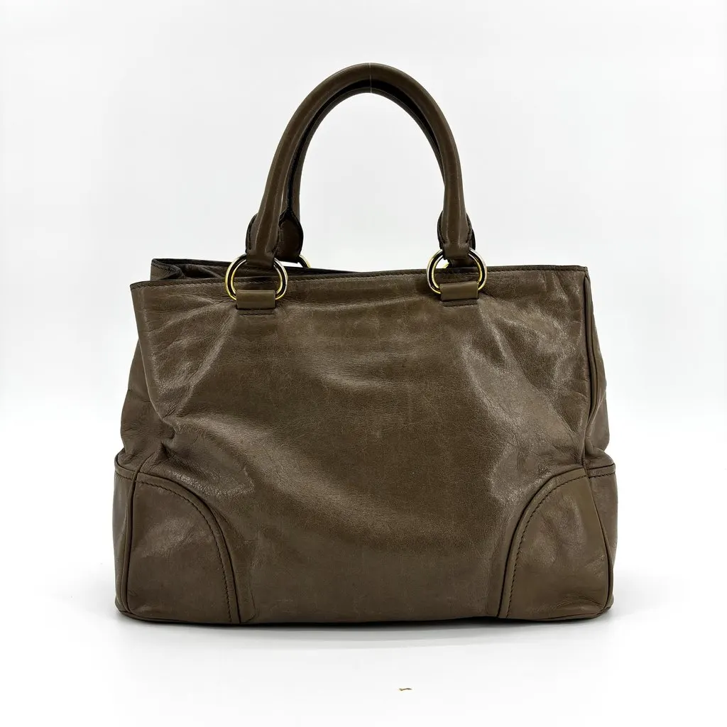 Miu Miu Vitello Shine Tote Bag Brown Brown Leather Good - Inside View