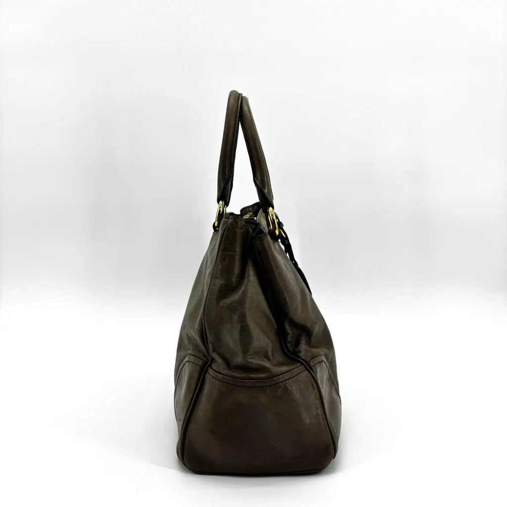 Miu Miu Vitello Shine Tote Bag Brown Brown Leather Good - Box View
