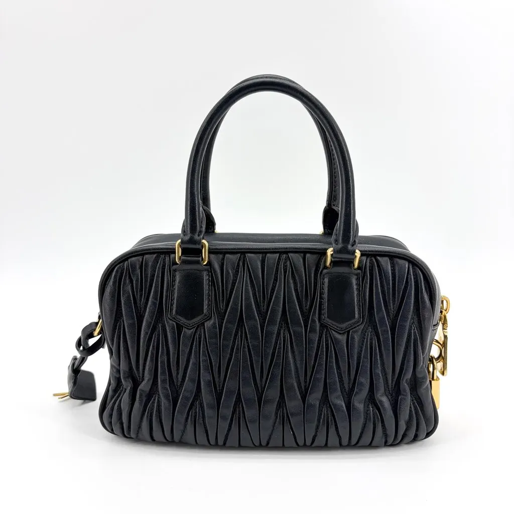 Miu Miu Arcadie Matelasse Nappa Leather Bag Black Black Leather Very good - Inside View