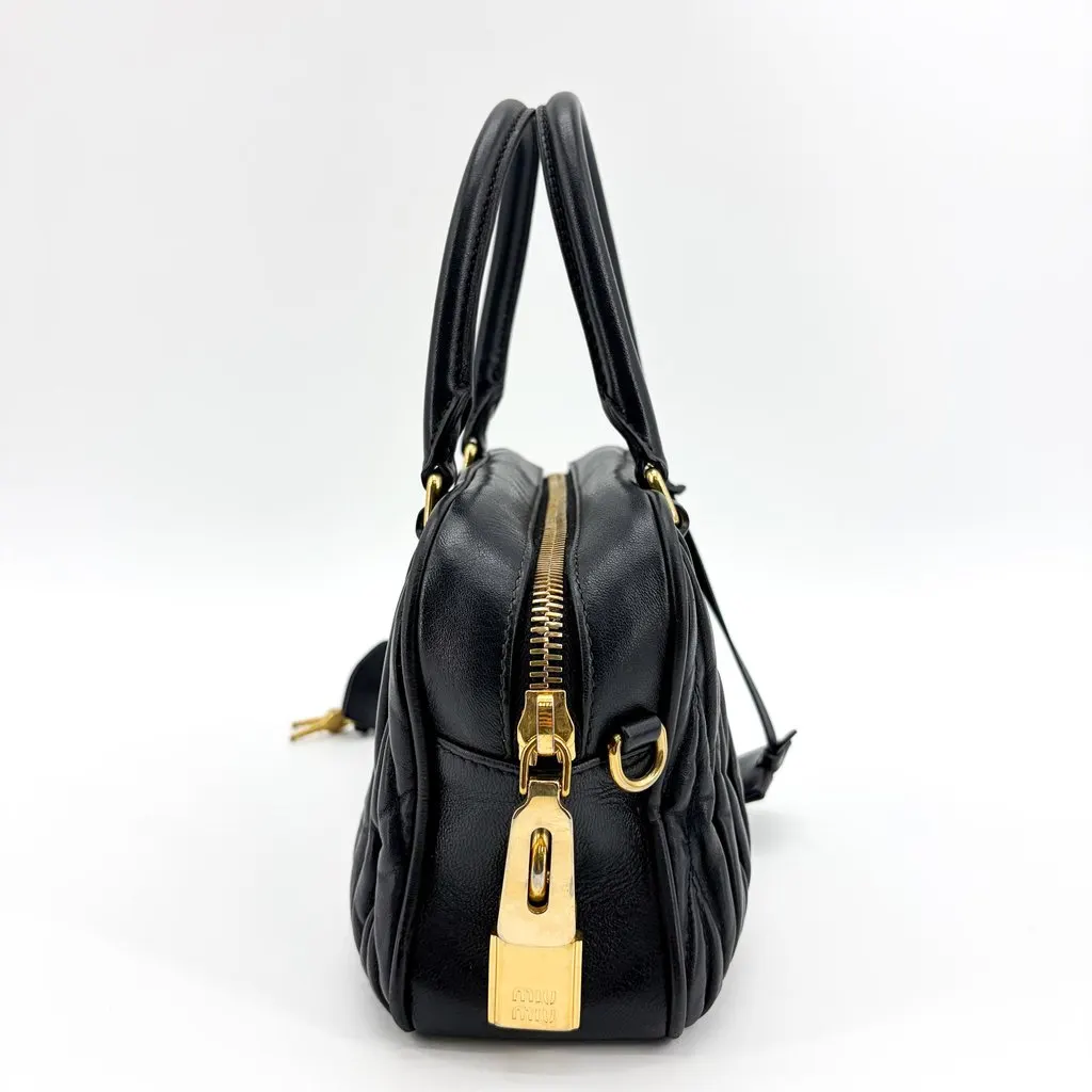 Miu Miu Arcadie Matelasse Nappa Leather Bag Black Black Leather Very good - Model View