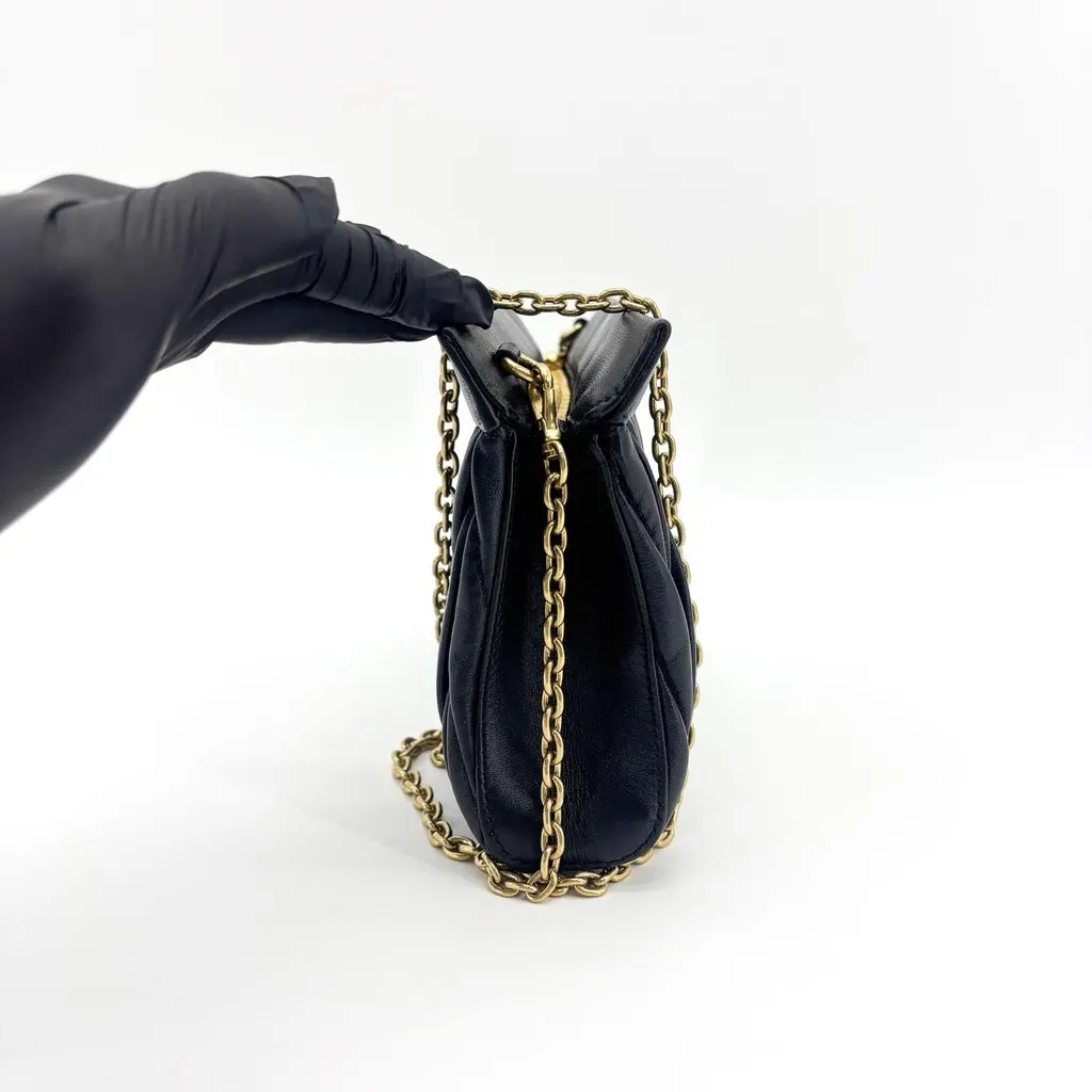 Miu Miu Matelasse Nappa Leather Chain Shoulder Bag Black Black Leather Good - Model View