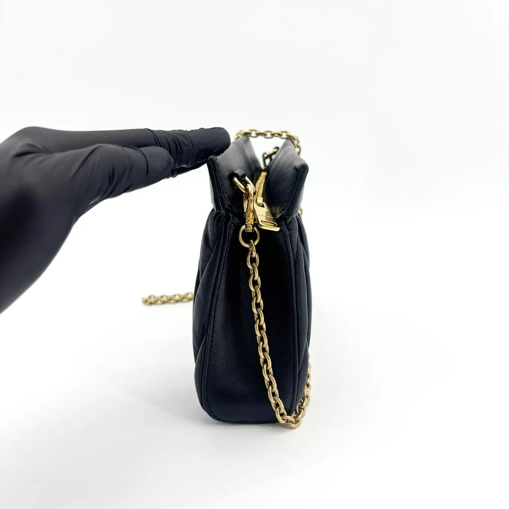 Miu Miu Matelasse Nappa Leather Chain Shoulder Bag Black Black Leather Good - Box View