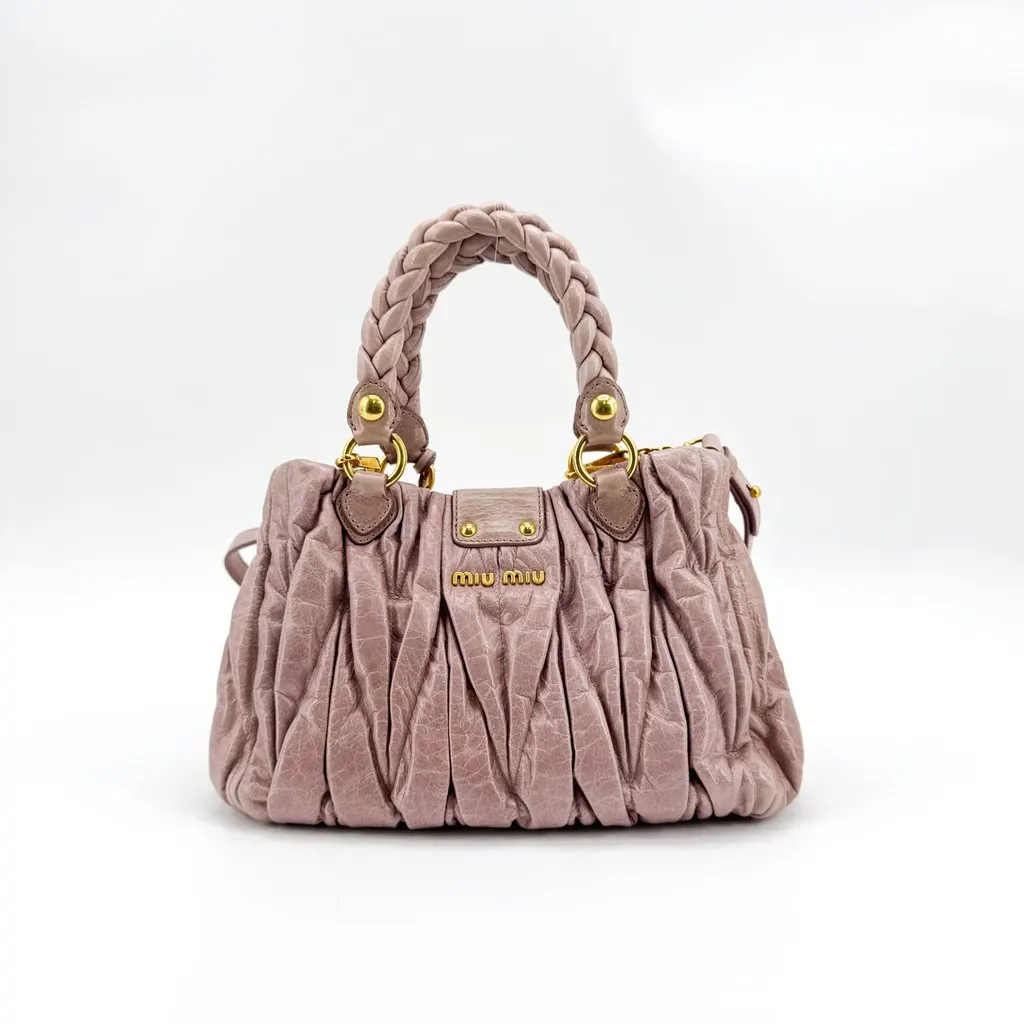 Miu Miu Matelasse Coffer Shoulder Bag Pink Pink Leather Very good - Inside View