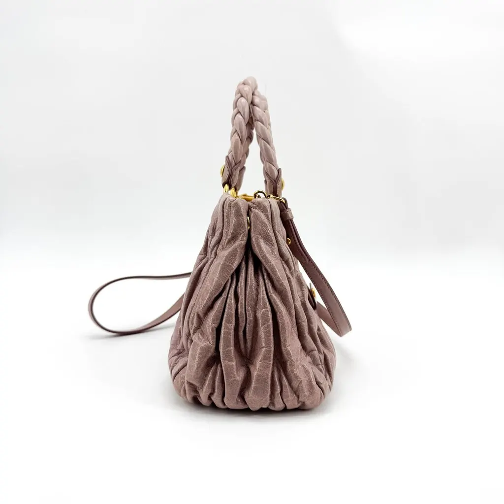 Miu Miu Matelasse Coffer Shoulder Bag Pink Pink Leather Very good - Box View