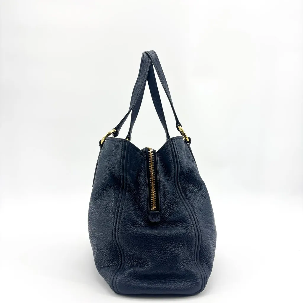 Miu Miu Vitello Daino Leather Tote Shoulder Bag Navy Leather Good - Box View