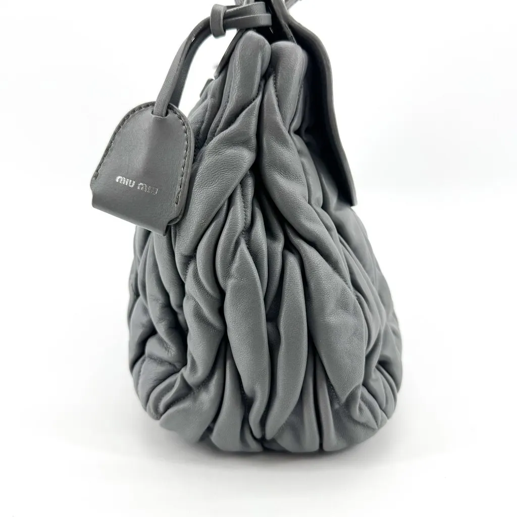 Miu Miu Matelasse Nappa Leather Shoulder Bag Grey MultiColor Leather Fair - Model View