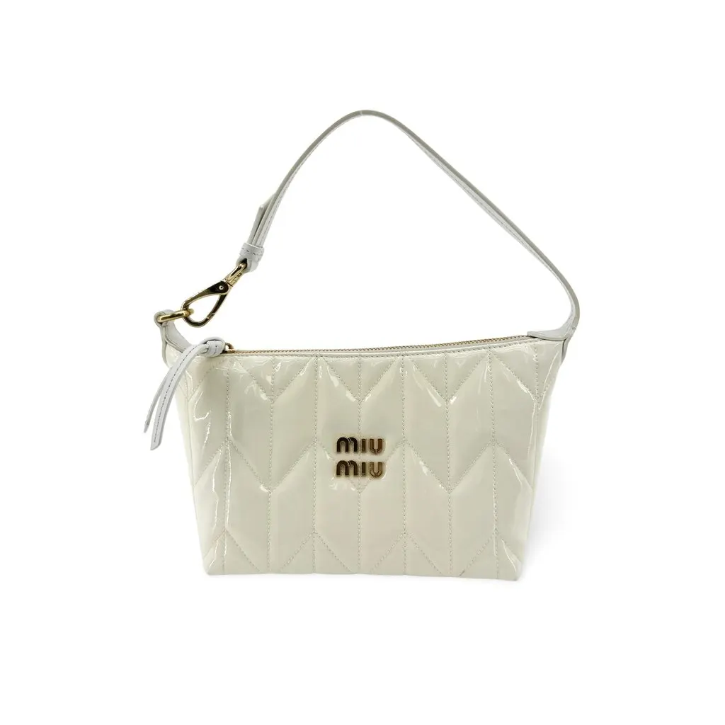 Miu Miu Spirit Patent Leather Mini Shoulder Bag White Leather Very good - Front View