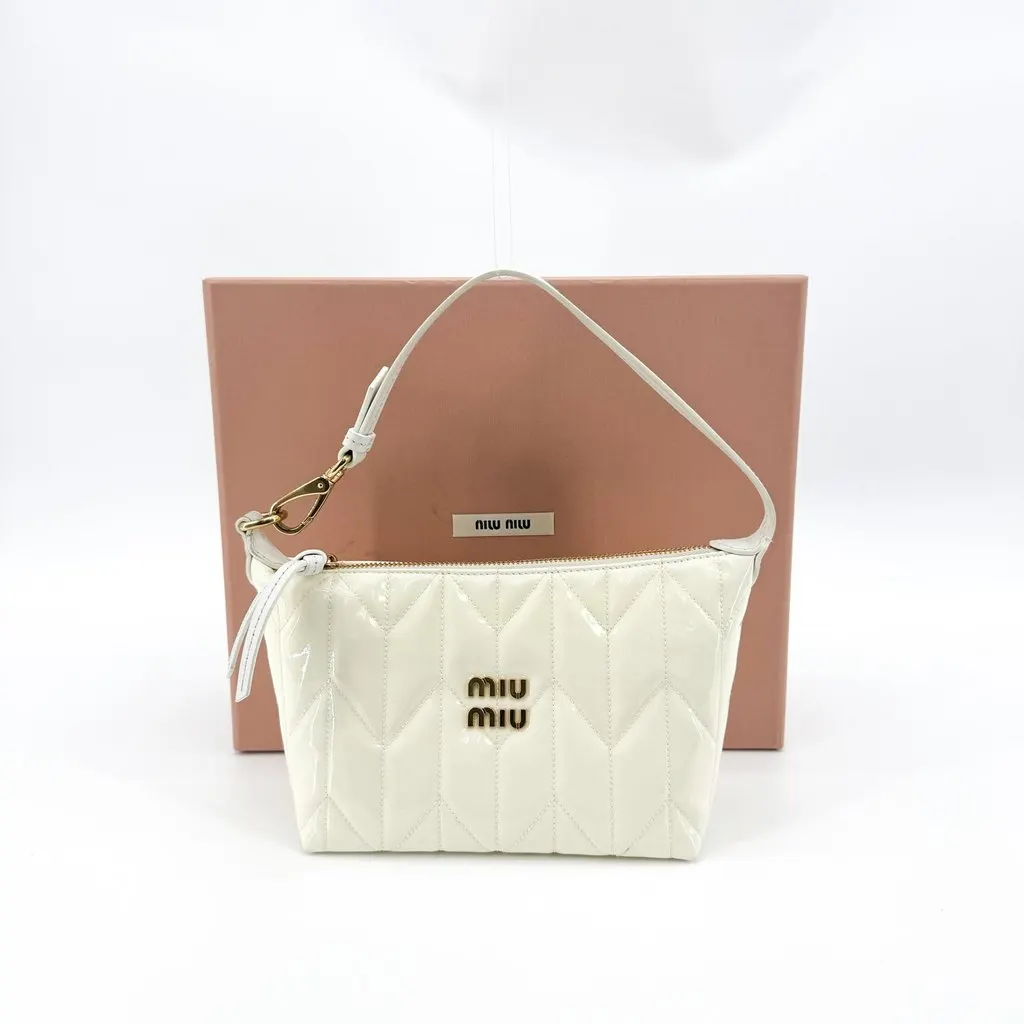 Miu Miu Spirit Patent Leather Mini Shoulder Bag White Leather Very good - Back View