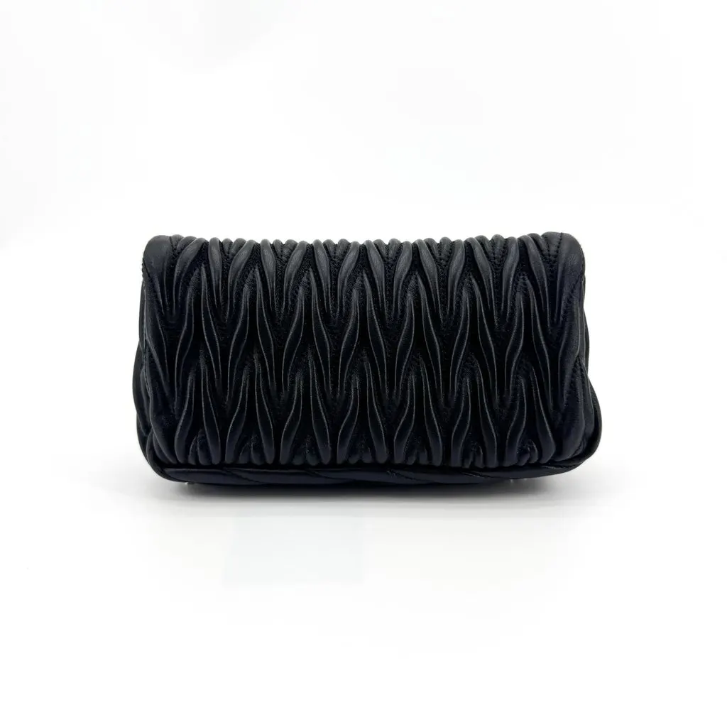 Miu Miu Matelasse Nappa Leather Mini Bag Black Gold Black Leather Good - Inside View