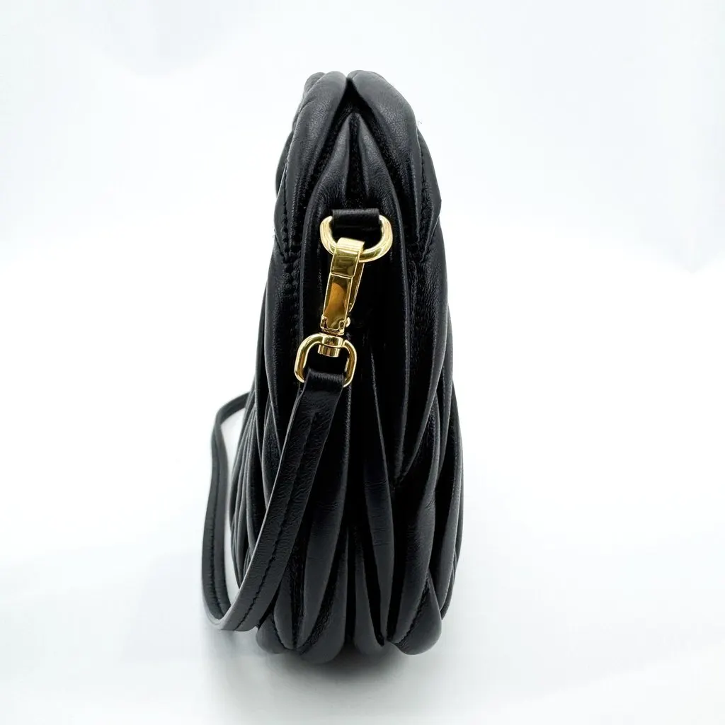 Miu Miu Miu Wander Matelasse Nappa Leather Micro Hobo Bag Black Black Leather Very good - Model View