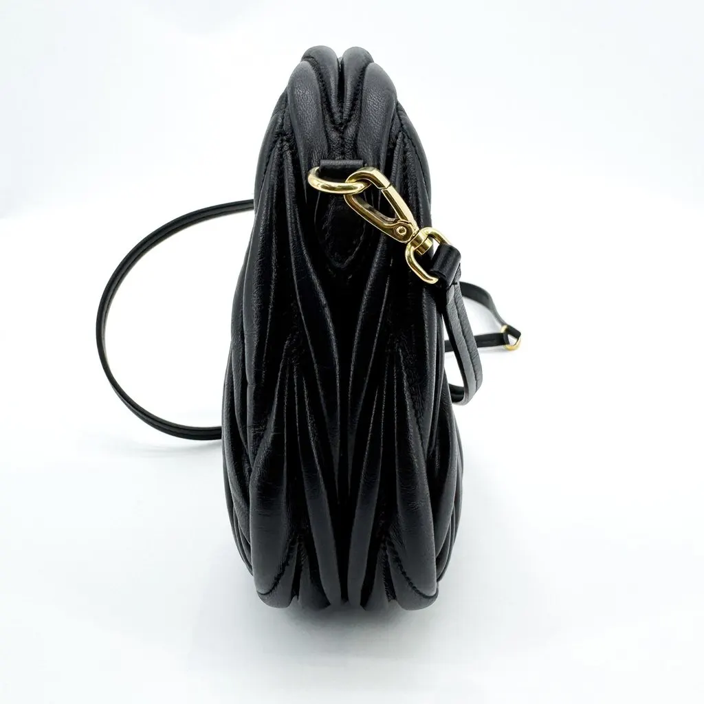 Miu Miu Miu Wander Matelasse Nappa Leather Micro Hobo Bag Black Black Leather Very good - Box View