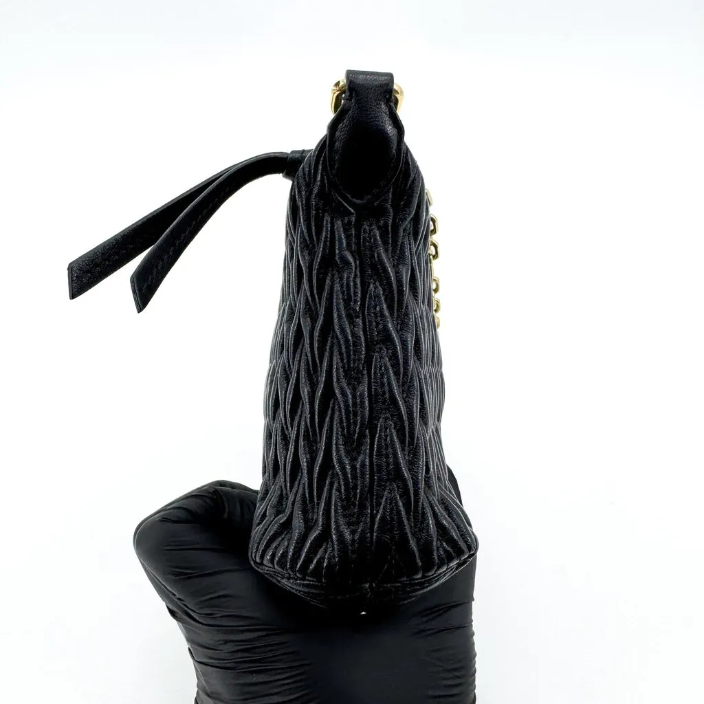 Miu Miu Matelasse Leather Pouch Black Black Leather Very good - Box View