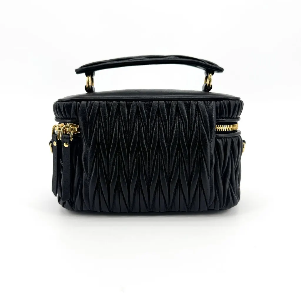 Miu Miu Matelasse Leather Beauty Case Black Black Leather Good - Inside View