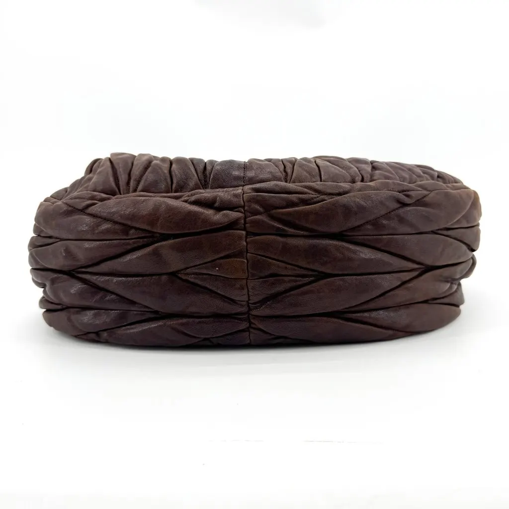 Miu Miu Coffer Matelasse Shoulder Bag Brown Gold Brown Leather Good - Box View