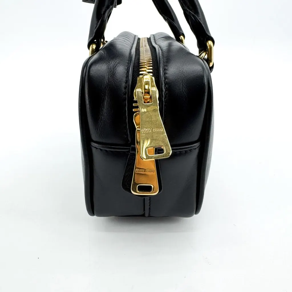Miu Miu Leather Top-Handle Bag Black Black Leather Good - Box View