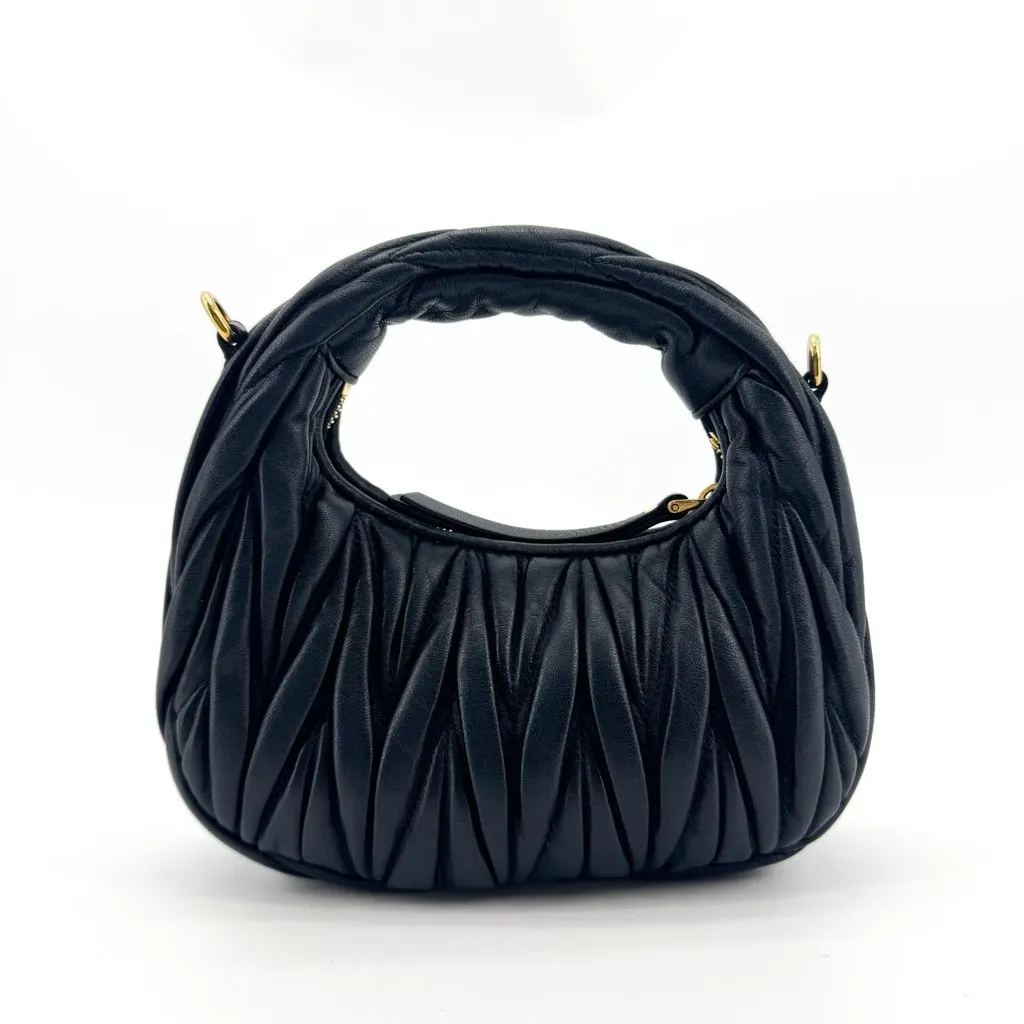 Miu Miu Wander Matelasse Nappa Leather Mini Bag Black Black Leather Good - Back View