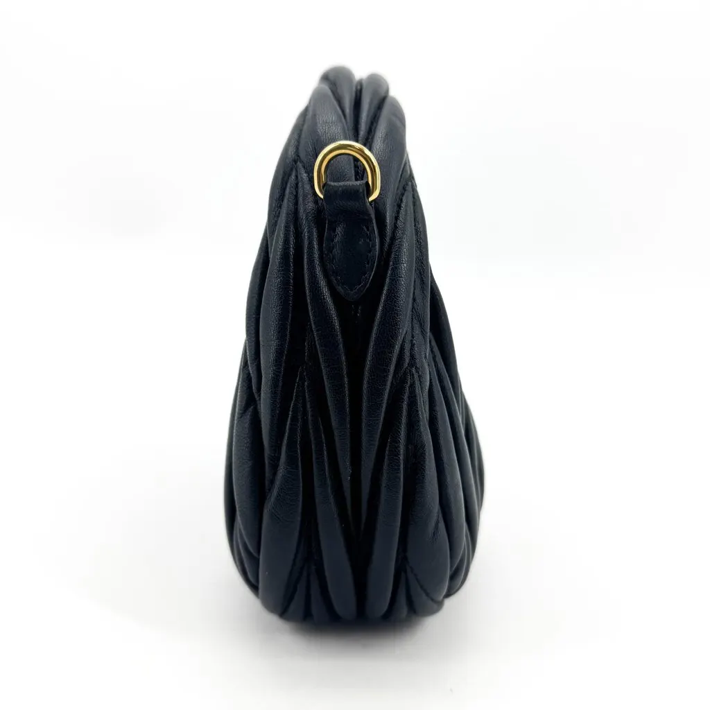 Miu Miu Wander Matelasse Nappa Leather Mini Bag Black Black Leather Good - Inside View