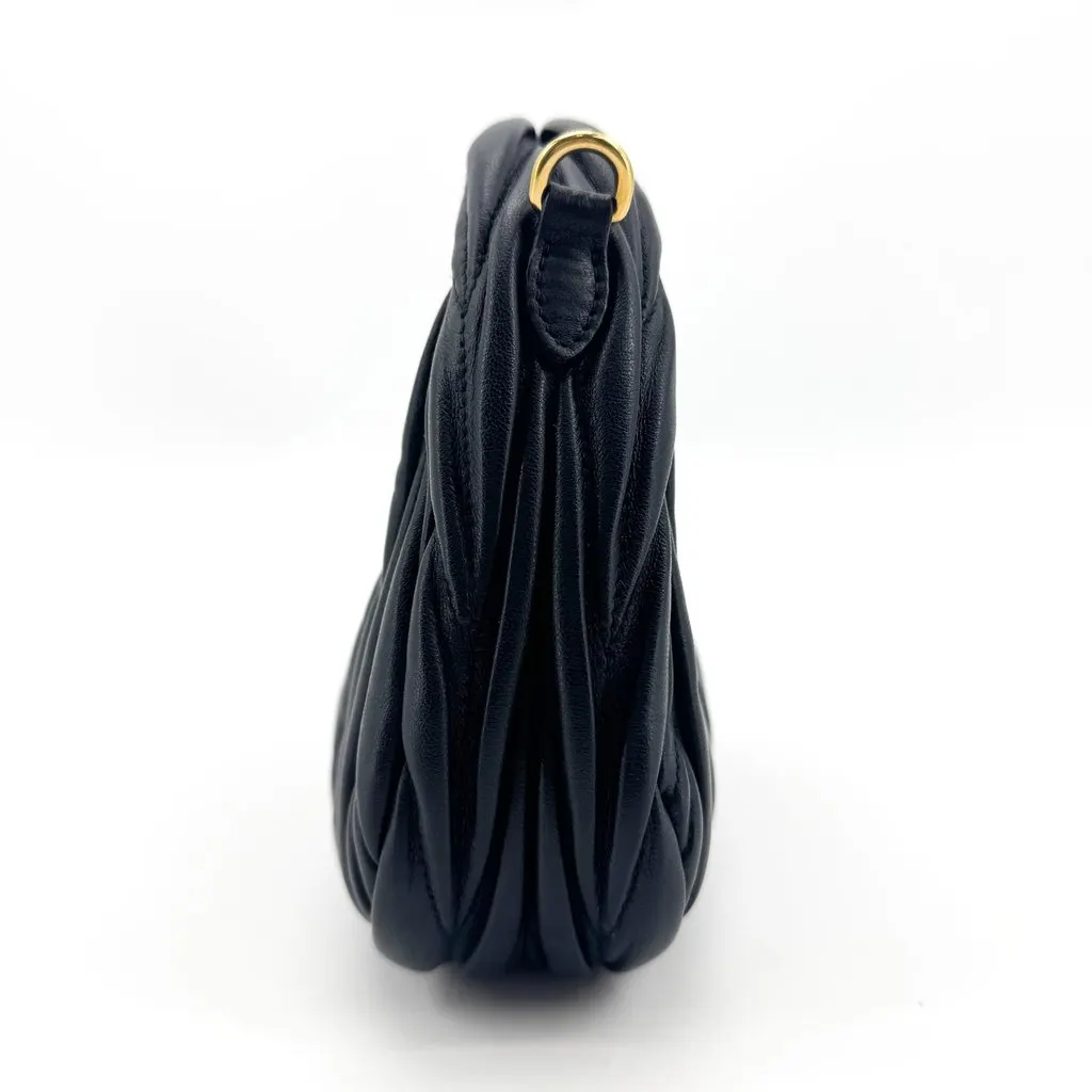 Miu Miu Wander Matelasse Nappa Leather Mini Bag Black Black Leather Good - Model View