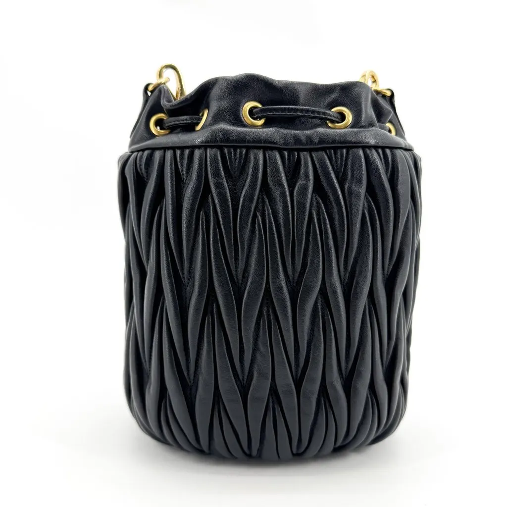 Miu Miu Matelasse Nappa Leather Bucket Bag Black Black Leather Very good - Inside View