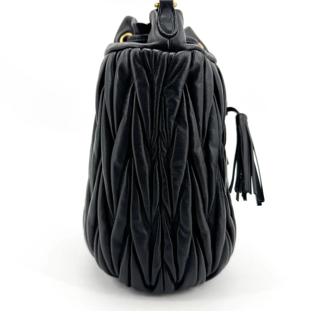 Miu Miu Matelasse Nappa Leather Bucket Bag Black Black Leather Very good - Box View