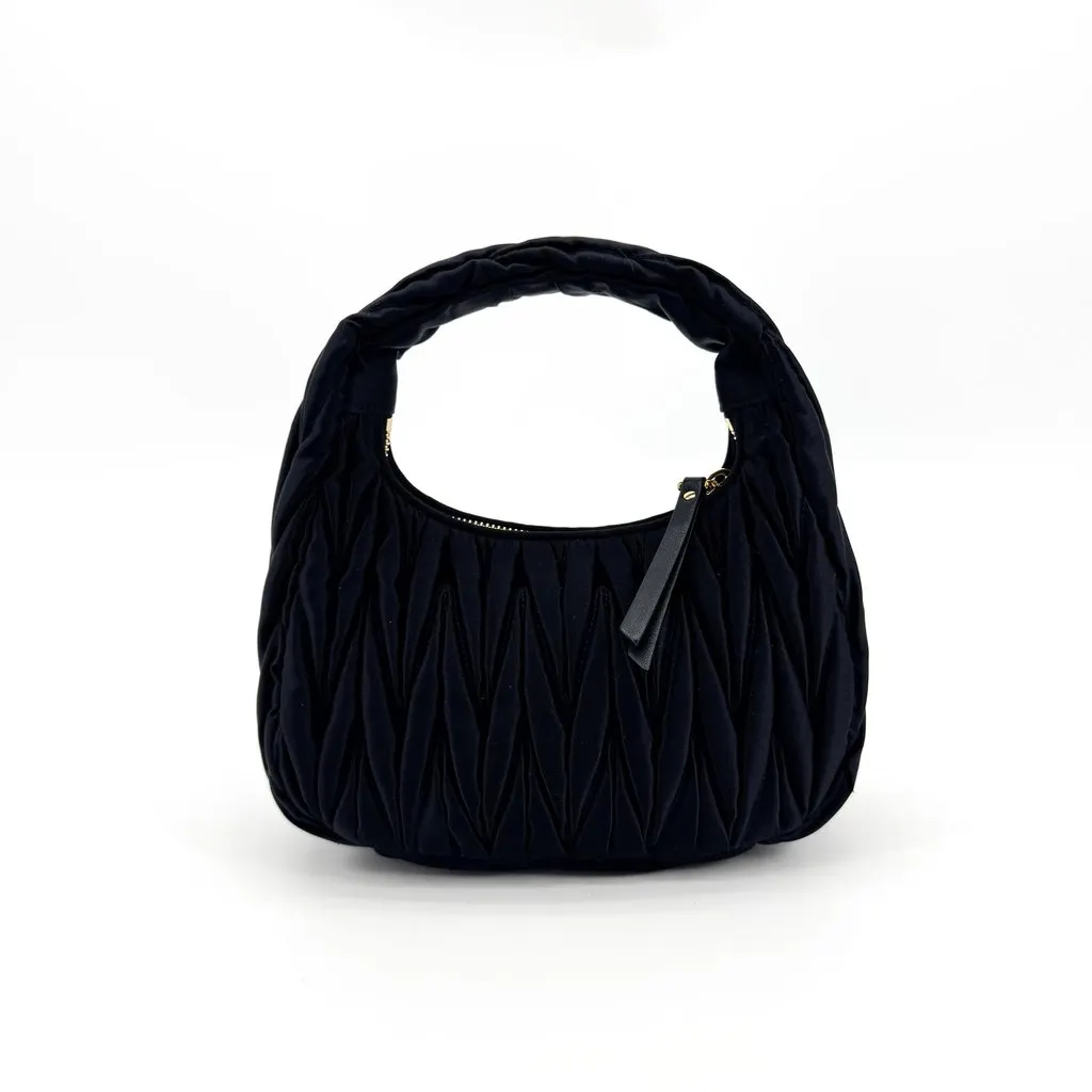 Miu Miu Wander Matelassé Satin Mini Hobo Bag Black Black Satin Very good - Inside View