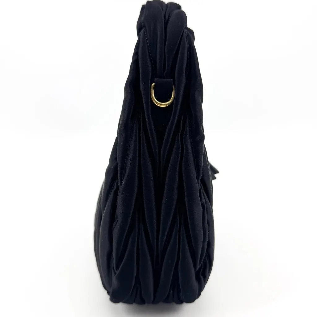 Miu Miu Wander Matelassé Satin Mini Hobo Bag Black Black Satin Very good - Box View