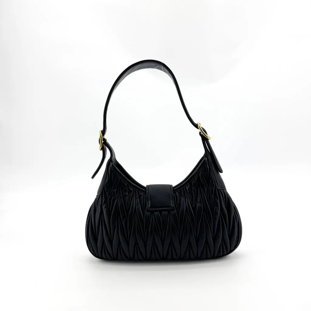 Miu Miu Matelasse Nappa Leather Shoulder Bag Black Black Leather Very good - Inside View