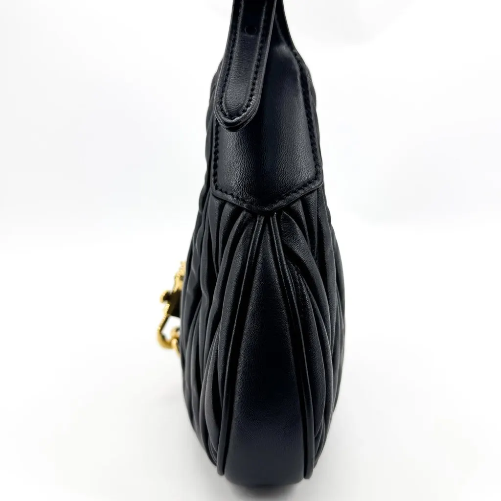 Miu Miu Matelasse Nappa Leather Shoulder Bag Black Black Leather Very good - Model View