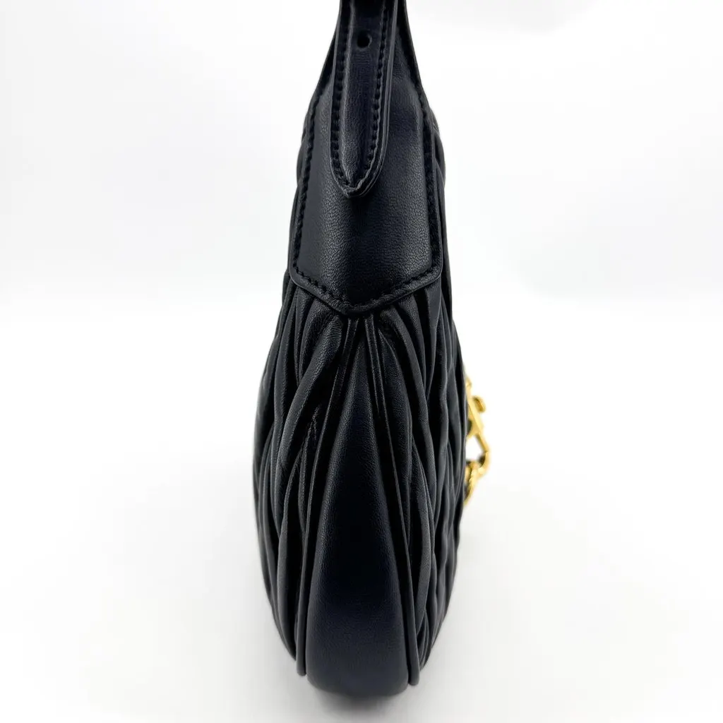 Miu Miu Matelasse Nappa Leather Shoulder Bag Black Black Leather Very good - Box View