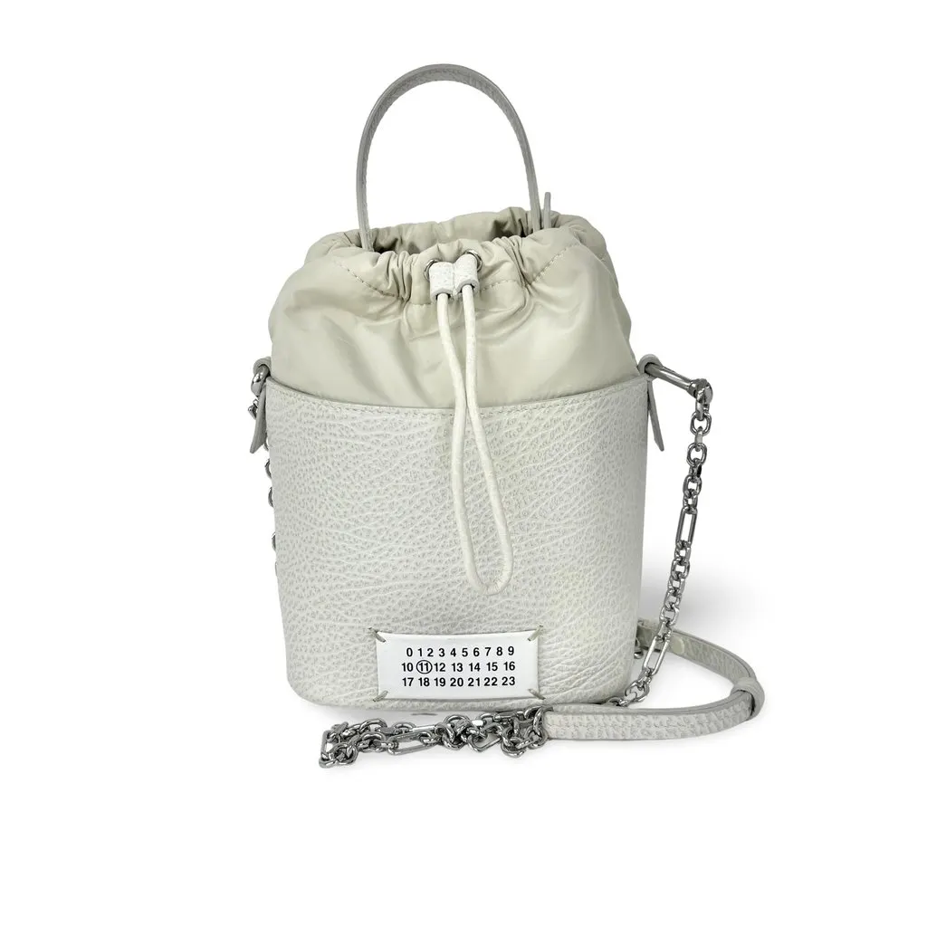 Maison Margiela 5AC Small Bucket Bag White Canvas Good - Front View