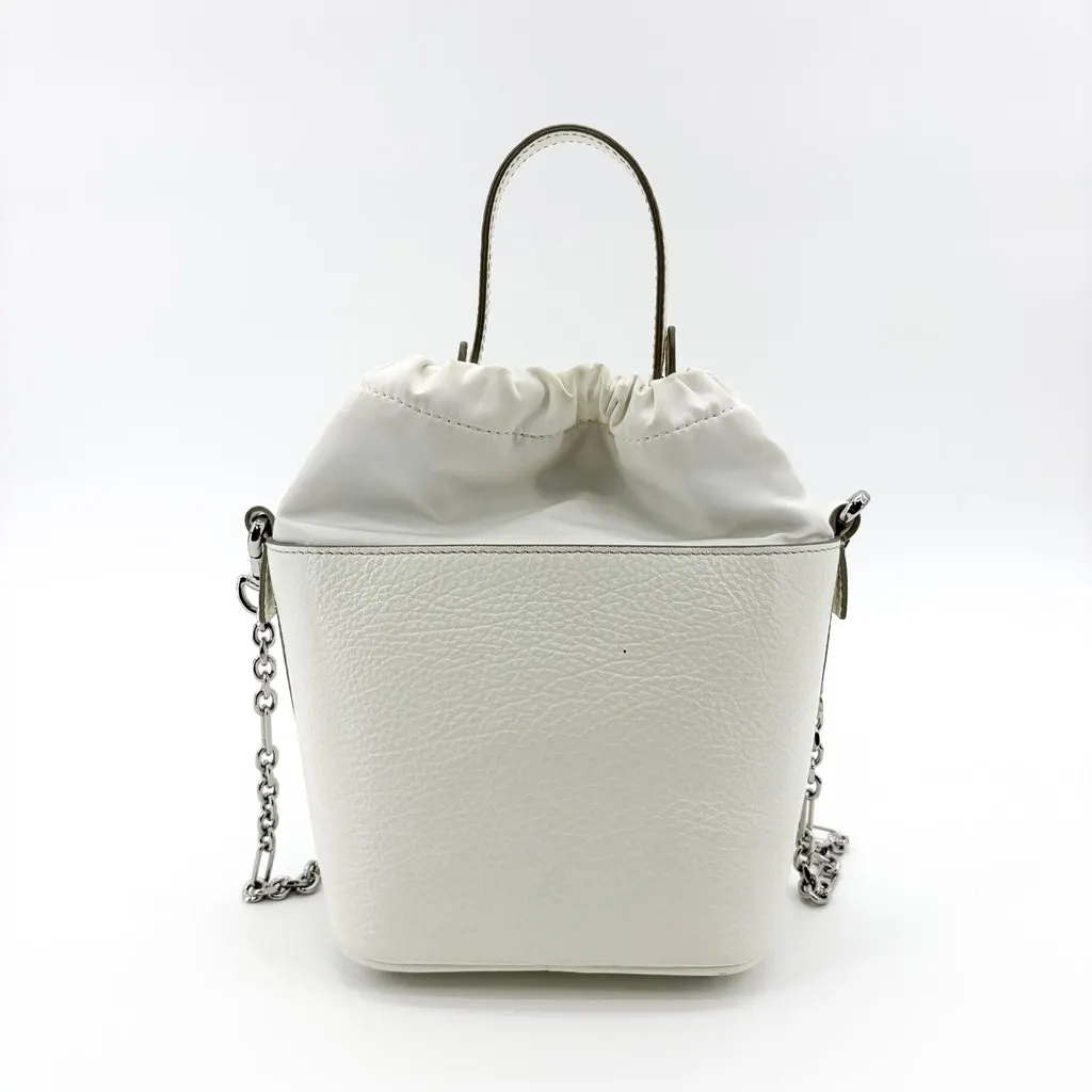 Maison Margiela 5AC Micro Bucket Bag White Silver Leather Fair - Back View