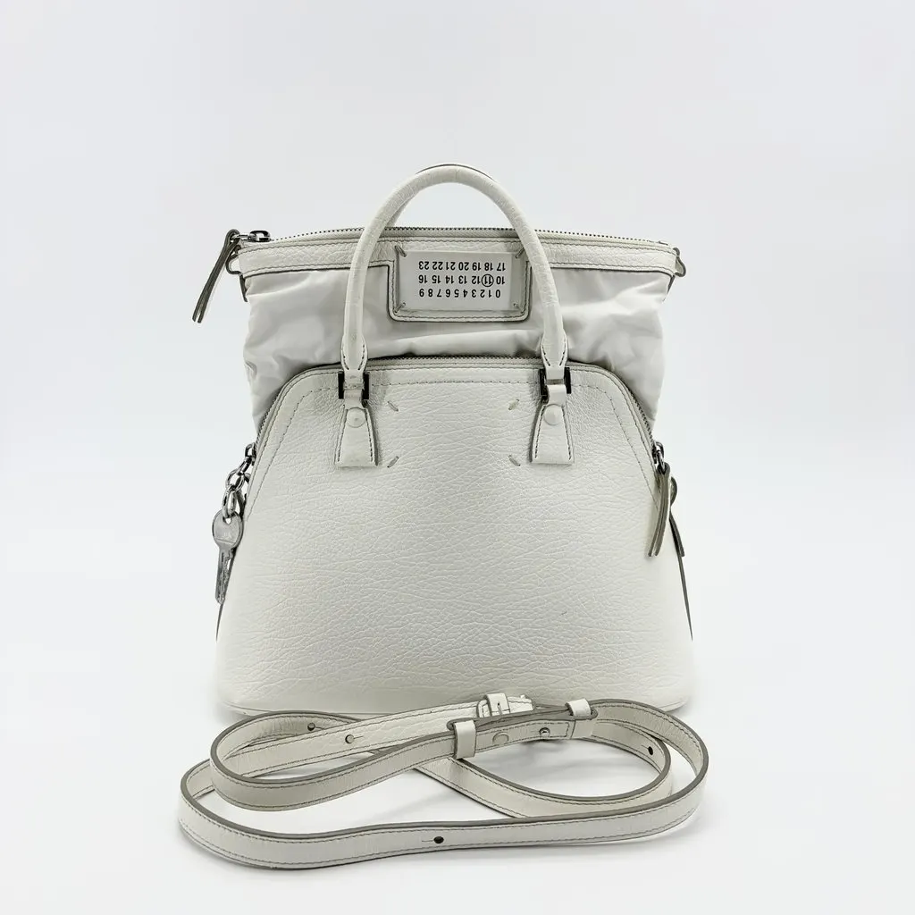 Maison Margiela 5AC Mini Handbag White White Leather Fair - Back View