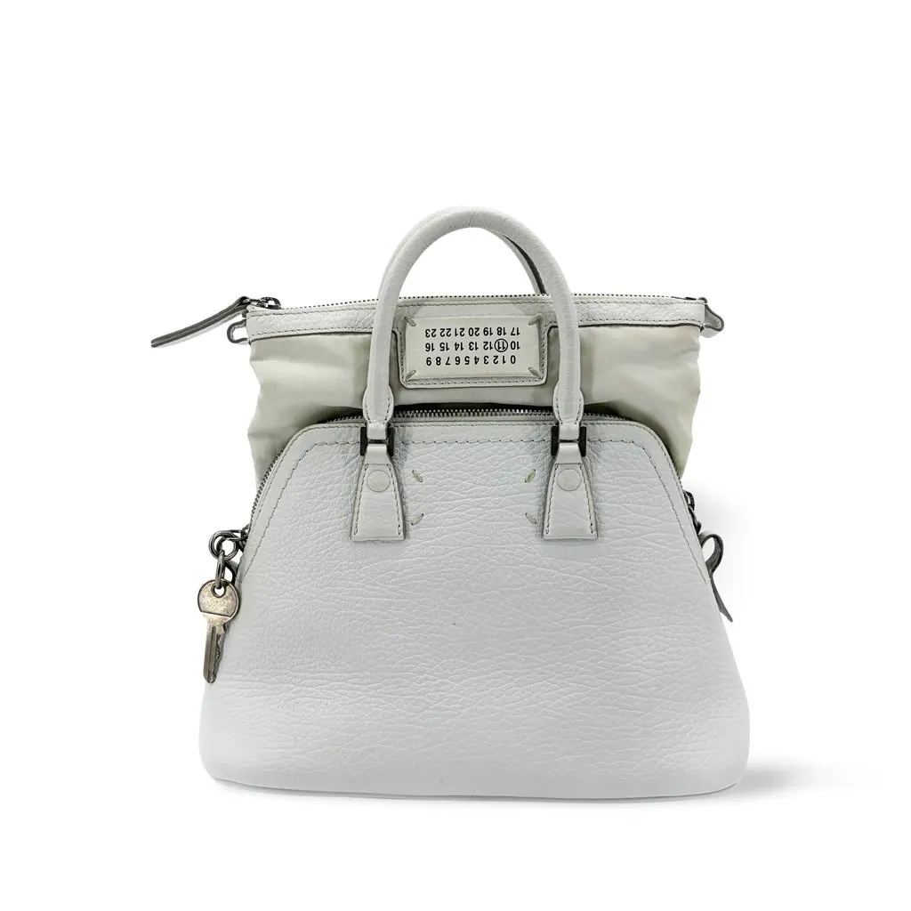 Maison Margiela 5AC Mini Tote Bag White White Leather Good - Front View