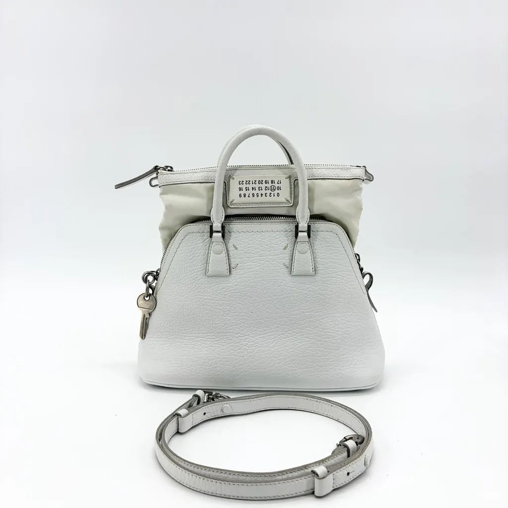 Maison Margiela 5AC Mini Tote Bag White White Leather Good - Back View